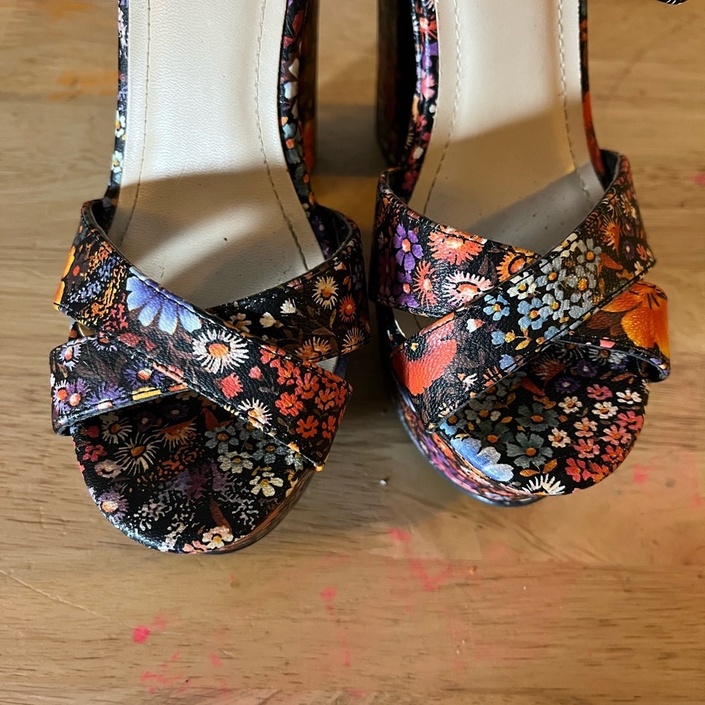 Bamboo Women’s High Heel Open Toe  Multi Color Floral